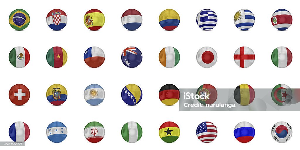 Flags of world on soccer balls Flag Stock Photo