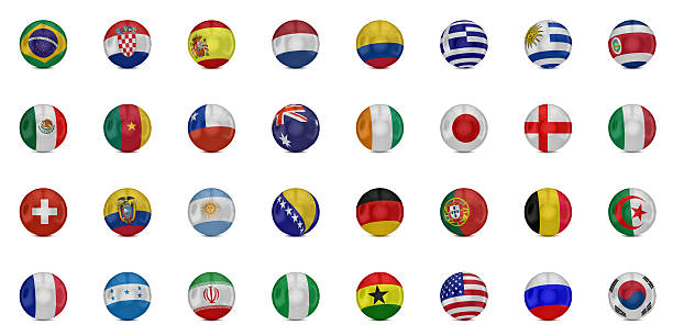 флаги мира на футбольные мячи - portugal ghana стоковые фото и изображения