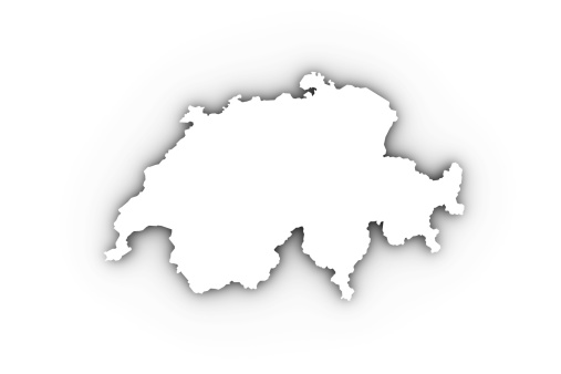 Switzerland map in white including a clipping path. High quality illustration.