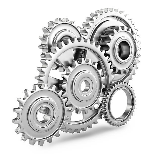 cog gears mecanismo conceito. 3 d - gear cooperation wheel motion - fotografias e filmes do acervo