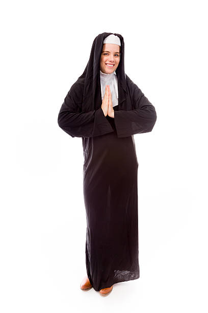 istock Young woman welcoming with hands clasped 493709707