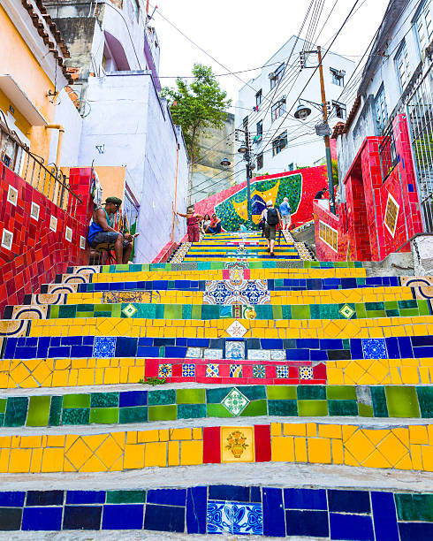 selarón-treppe in rio de janeiro, brasilien - rio de janeiro brazil steps staircase stock-fotos und bilder