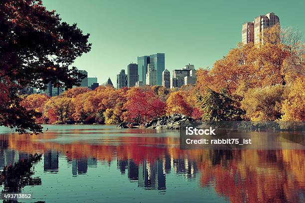 Central Park Autumn Stock Photo - Download Image Now - 2015, Apartment, Architecture