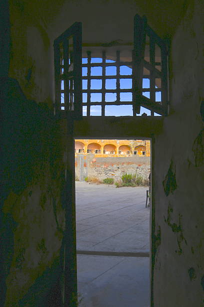 Cell in Santo Stefano prison stock photo