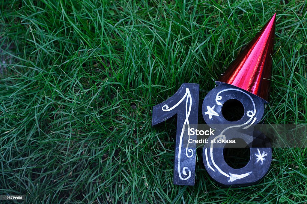 18th Birthday Concept 18th Birthday Concept - numbers on grass 18-19 Years Stock Photo