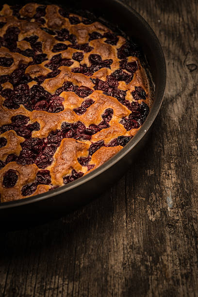 Cherry sponge cake after baking