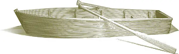 Vector illustration of Engraved Row Boat