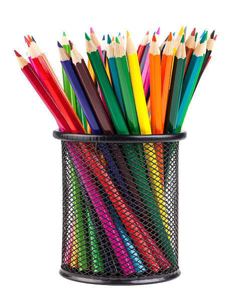 istock Set of color pencils in a basket 493718570