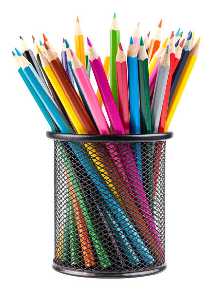 istock Various color pencils in metal container 493719498