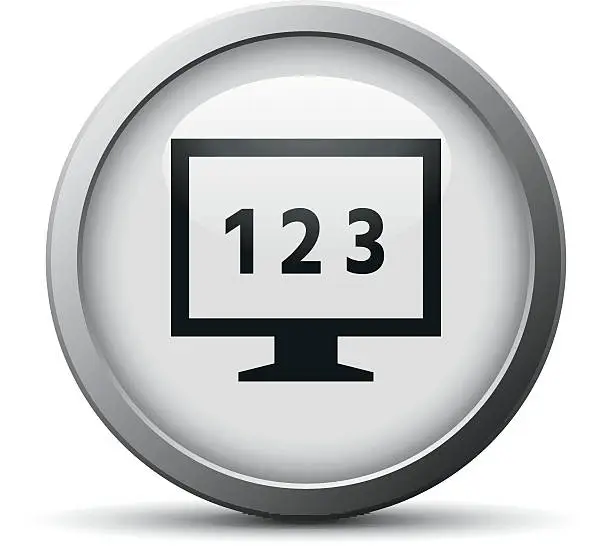 Vector illustration of Computer Monitor icon on a silver button. - SilverSeries