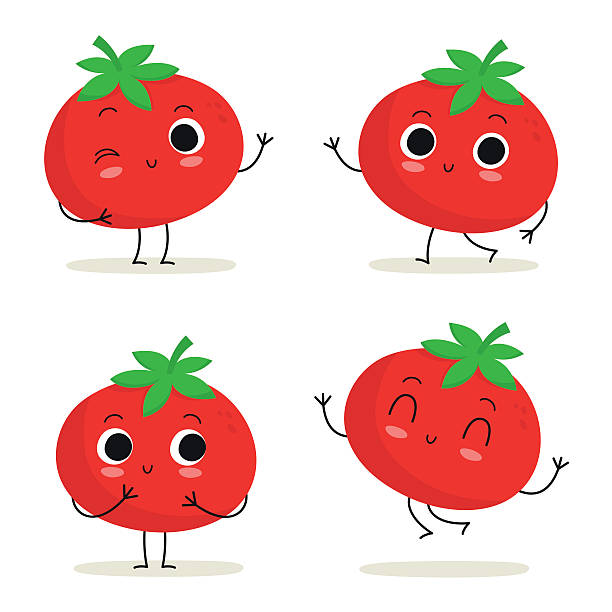 Tomato Cute Vegetable Character Set Isolated On White Stock Illustration -  Download Image Now - iStock