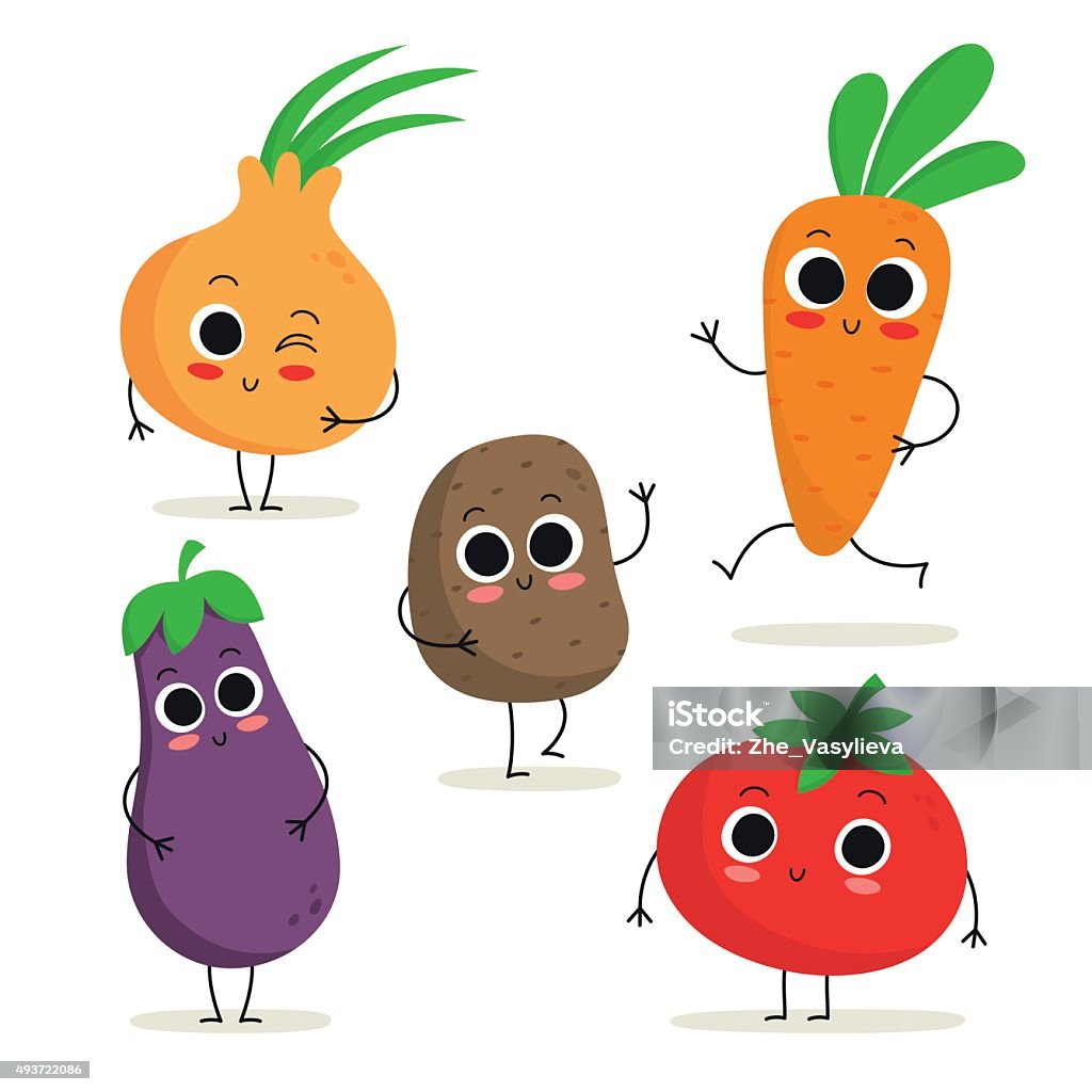 Ilustración de Juego De 5 Caracteres Adorables Dibujos Animados De Verduras  Aislado En Blanco y más Vectores Libres de Derechos de Zanahoria - iStock