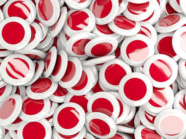 istock Background with round pins with flag of japan 493724364