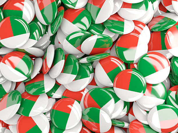 istock Background with round pins with flag of madagascar 493725244