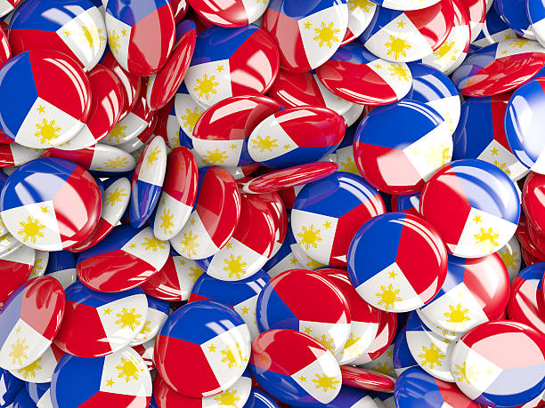 istock Background with round pins with flag of philippines 493733962