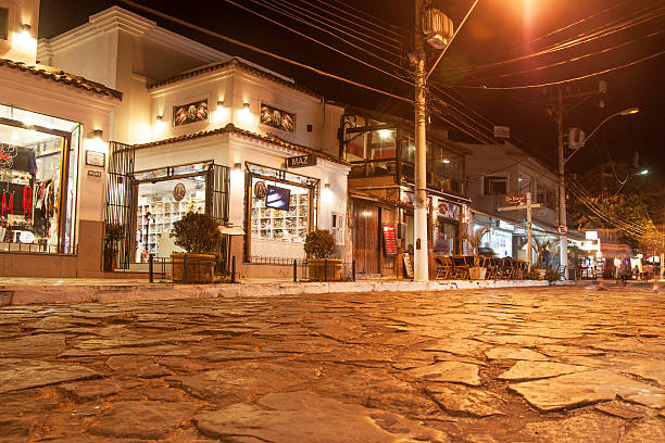 City of Tiradentes at night, with streets, alleys and colorful colonial houses - Minas Gerais, Brazil