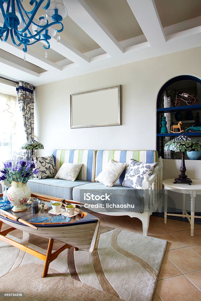 Home interiors,Mediterranean-style living room 2015 Stock Photo