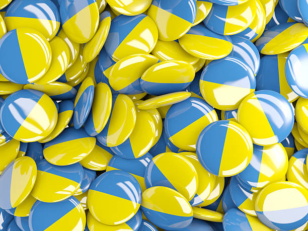 istock Background with round pins with flag of ukraine 493735890