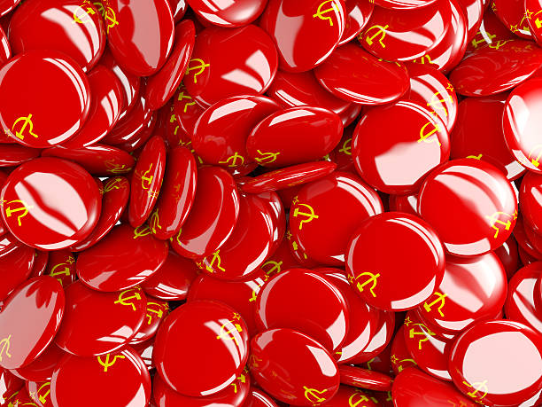 istock Background with round pins with flag of ussr 493736032