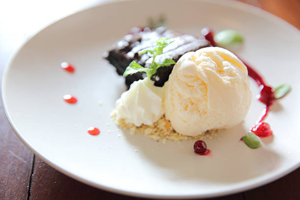 istock vanilla ice cream with brownie 493738614