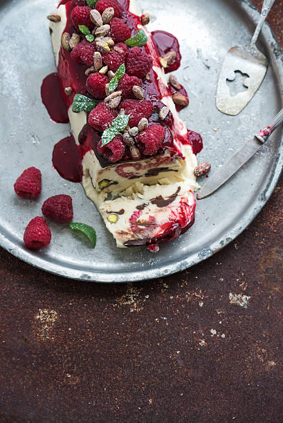 istock Semifreddo or italian cheese ice-cream dessert with pistachios, fresh 493738700