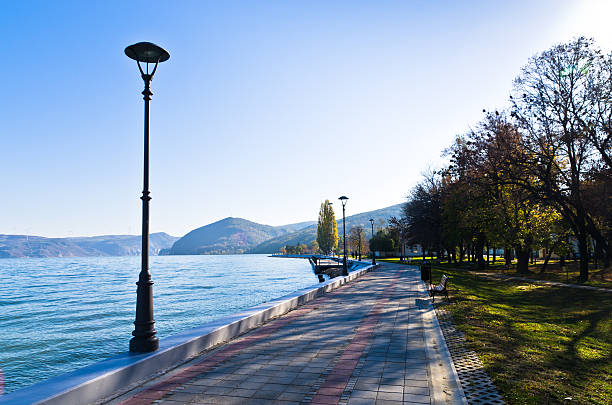 istock Danube river wide like sea in front of Djerdap gorge 493740550