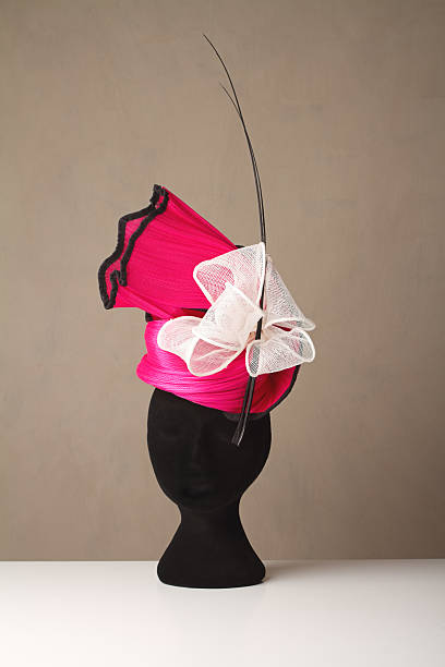 istock Pink and cream millinery races ladies hat 493740680