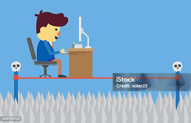 Working On Risk Stock Illustration - Download Image Now - 2015, Adult, Blue-collar Worker