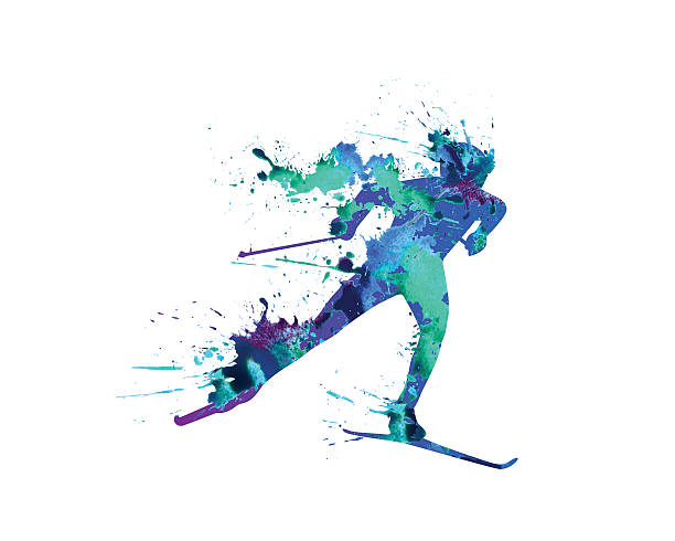 ilustrações, clipart, desenhos animados e ícones de esqui cross-country - ski trace