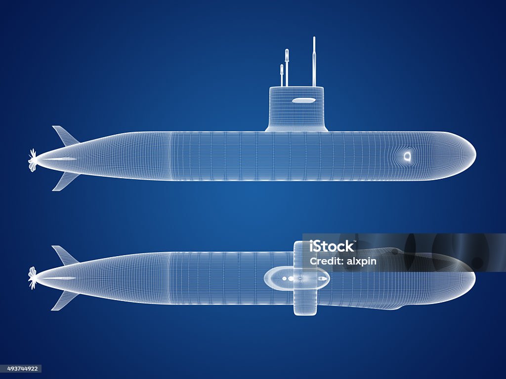 Submarine Blueprint Submarine Blueprint. High resolution digitally generated image Submarine Stock Photo
