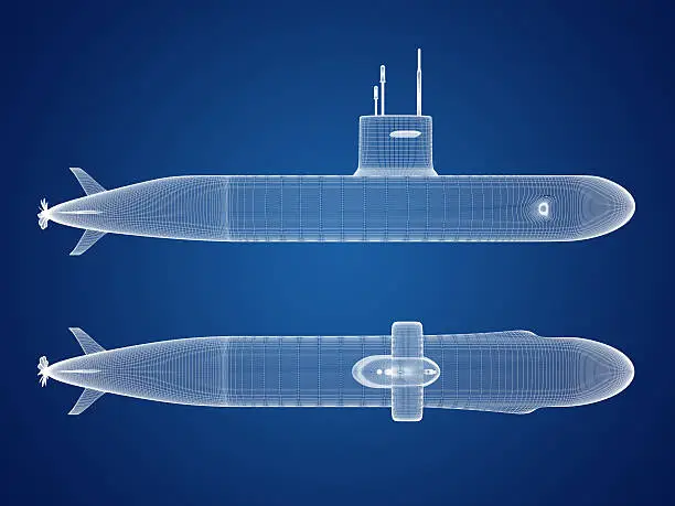 Submarine Blueprint. High resolution digitally generated image