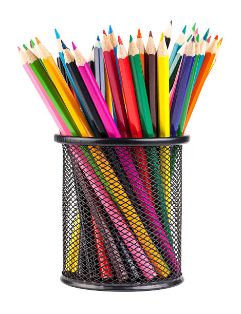 istock Various color pencils in metal container 493745144