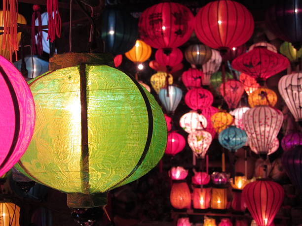 istock Illuminated Green Silk Lantern in Hoi An, Vietnam 493746590