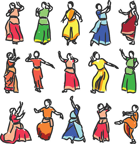 Silhouettes Indian Dancers Stock Illustration - Download Image Now - Dancing,  Culture of India, Dancer - iStock