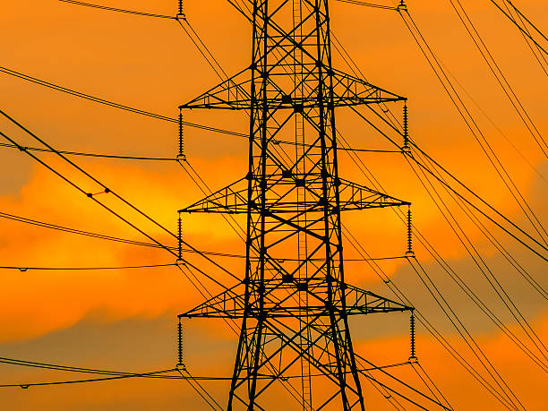istock high voltage transmission line on the metal tower 493748198
