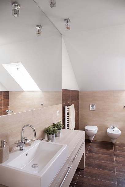 istock Beige and brown toilet design 493748778