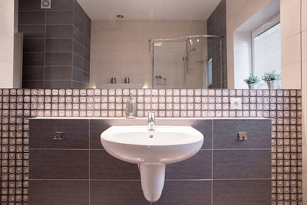 istock Washbasin in elegant bathroom 493749104
