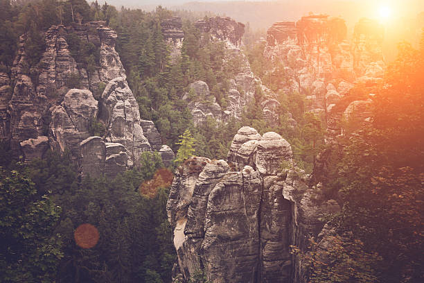 istock Rock mountain pinnacle in Saxony, Germany 493749248