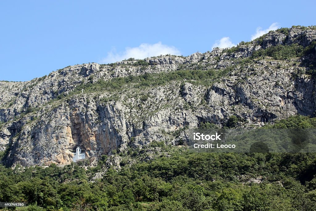 Monastery in the rock View of the monastery in the steep rock 2015 Stock Photo