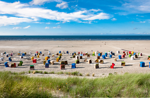 Beach chairs at the island of Juist in Germany