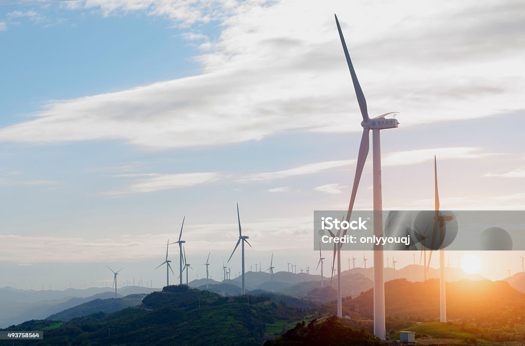 wind power Wind power in the mountains Wind Turbine Stock Photo