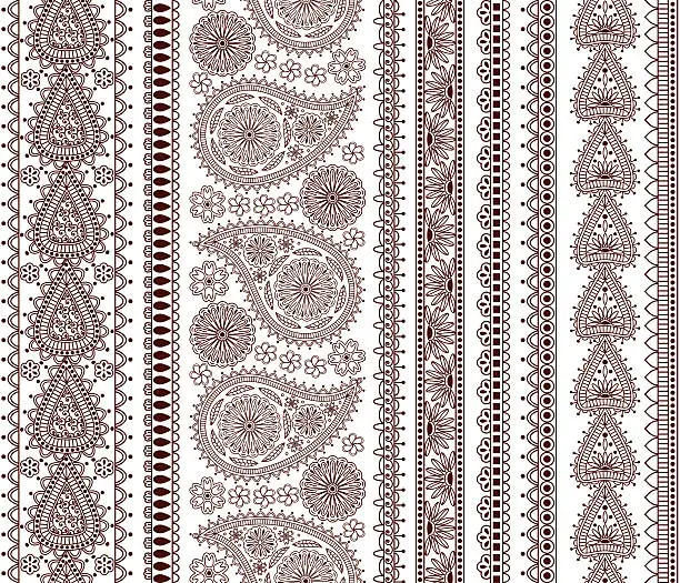 Vector illustration of Set of Ornamental Seamless Borders in indian style