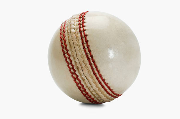 Close-up of a cricket ball stock photo