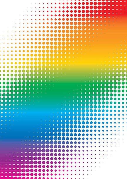 разноцветные halftone горошек красочные титульная страница - pop art rainbow backgrounds abstract stock illustrations