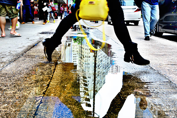 Sidewalk in Hong Kong after the rain.