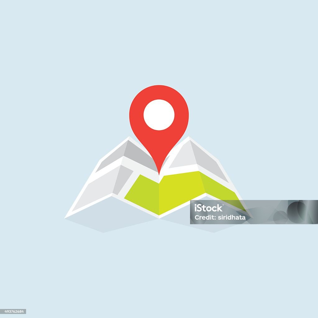 Flat Map Location Pointer Icon A vector map and pointer icon illustration. Map stock vector