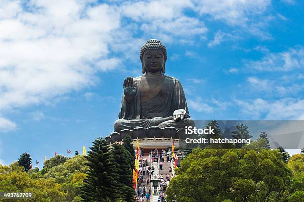 Giant Buddha Sitting On Lotus Stock Photo - Download Image Now - Lantau, Buddha, Hong Kong