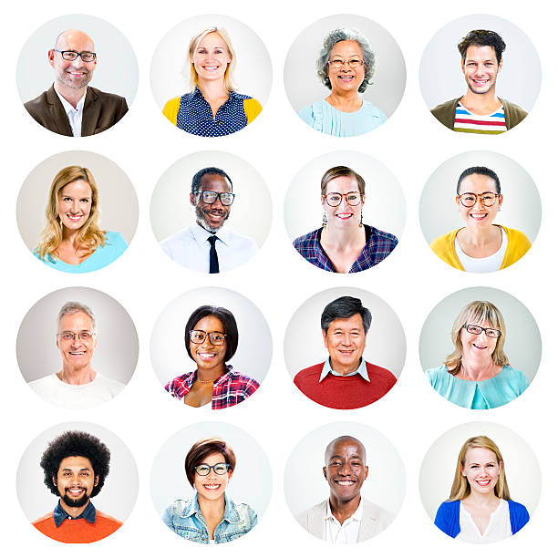 glücklich multiethnische völker portrait - profil stock-fotos und bilder