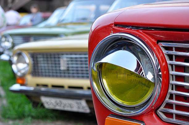 istock Headlight of the old car 493763769
