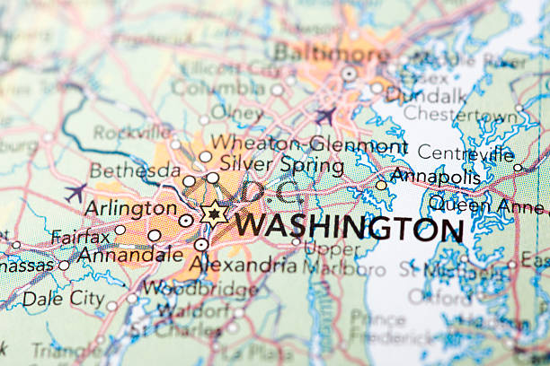 Map of Washington Map of Washington fairfax virginia photos stock pictures, royalty-free photos & images